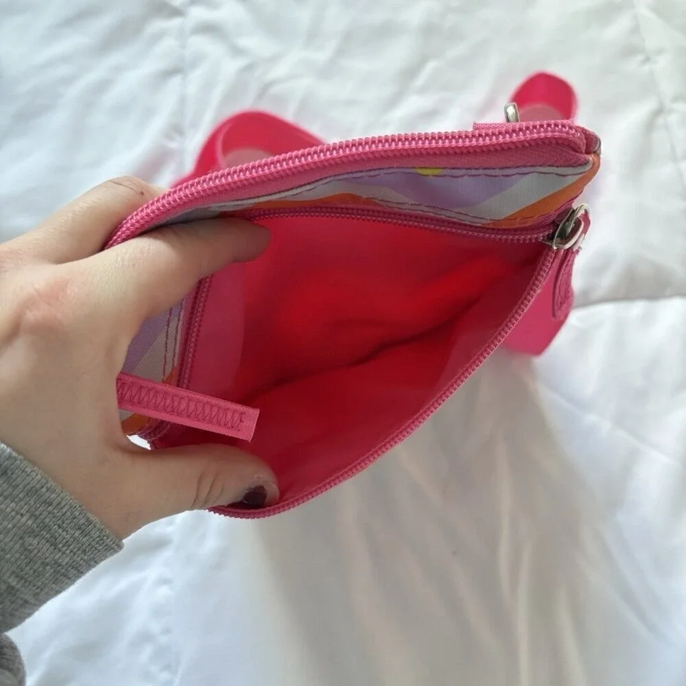 All For Color Womens Striped Crossbody Bag Adjustable Strap Pink Blue Zipper